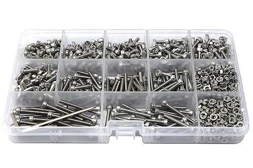 iexcell 1050 Pcs M3 x 4/6/8/10/12/16/20/25/30 Stainless Steel 304 Hex Socket Head Cap Screws Bolts Assortment and Nuts Kit - size: M3 x 4/6/8/10/12/16/20/25/30mm