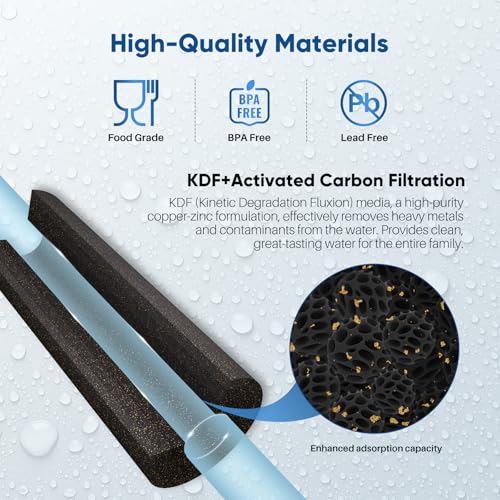 PUREPLUS 5 Micron 10"x4.5" Whole House Water Filter, KDF & Carbon, 1 Pack - size: 1 Count (Pack of 1), style: 5 Micron