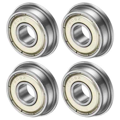 M METERXITY 4-Pack F608ZZ Flanged Ball Bearing, 8 x 22 x 7mm Double Metal Shielded Chrome Steel (GCr15) Flange Rip Bearings for Wheelbarrow/Printer/Fax Machines/Power Tools - size: 8mm x 22 x 7mm