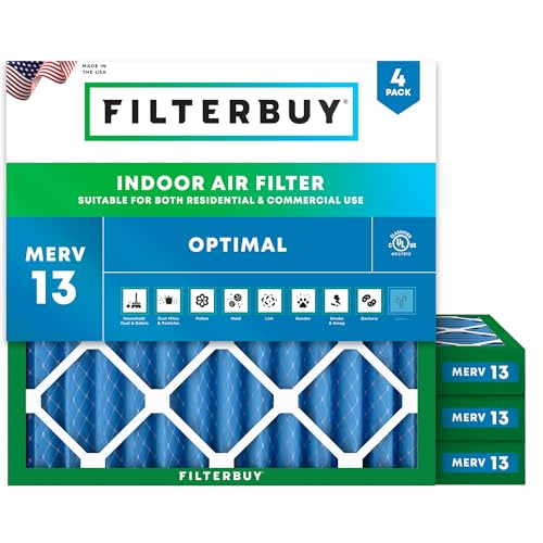 Filterbuy 11.25x11.25x2 Air Filter MERV 13 Smoke & Allergy Defense (4-Pack) - size: 11.25x11.25x2