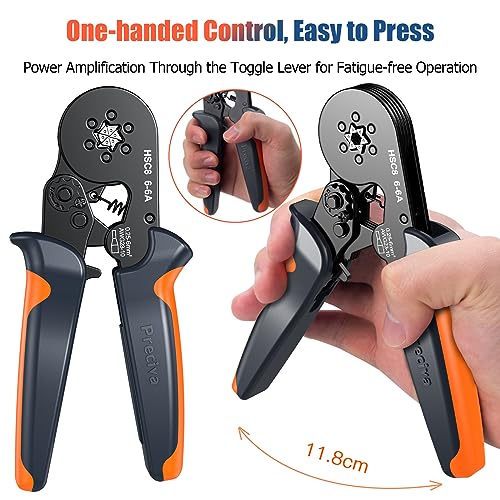 Preciva Ferrule Crimping Tool Kit with 1900PCS Wire Connectors, Hexagonal AWG23-10 Sawtooth Self-Adjustable Ratchet Wire Terminals Crimper Kit