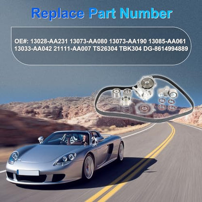 EJ251 EJ253 Engine Water Pump Timing Belt Kit Fits for Subaru Forester 99-05/ Impreza 99-05/ Legacy 1999/ Outback 00-05, Saab 9-2X 05-06 2.5L OE 13028-AA231 13073-AA080 13073-AA190