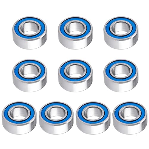 RC Ball Bearings 10-Pack Bearing Steel and Double Rubber Sealed Miniature Deep Groove Ball Bearings (5x10x4mm) - size: 5x10x4mm