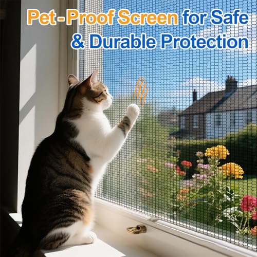 Black 304 Stainless Steel Screen Mesh Roll 35IN x 98FT, Heavy Duty Window Screen Replacement, 20 Mesh Metal Window Screen for Patio Porch Door, Pet Resistant Screen Mesh - size: 35IN x 98FT