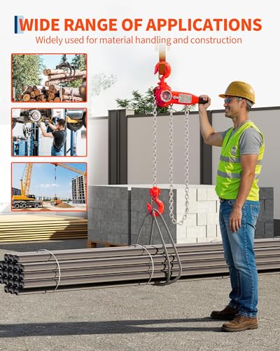 Manual Chain Hoist 6 Ton 13200 Lbs, 20FT Lever Block with 360° Swivel Chain, Weston Dual Pawl Brake, Overload Protection for Lifting & Pulling - size: 6T 20FT