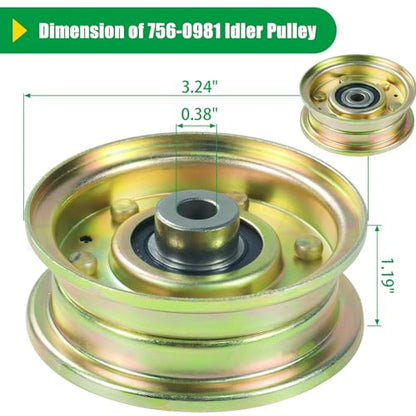 756-04224 Flat Idler Pulley for Cub Cadet LT1050 LT1042 LT1045 Deck - color: T8 1x756-0981