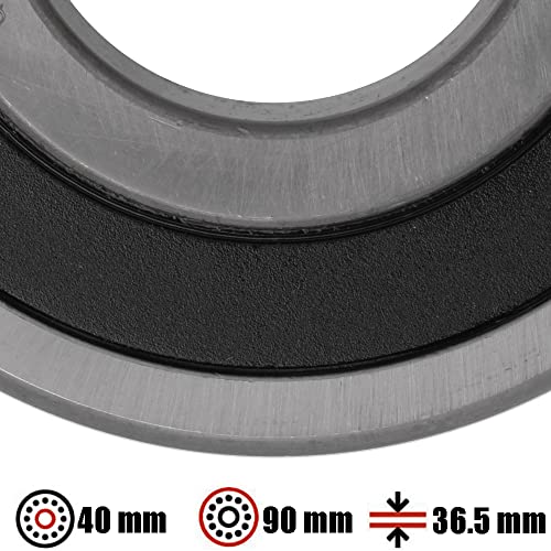 5308-2RS - Deep Groove Radial Ball Bearing 1.575 in x 3.54 in x 1.438 in (ID x OD x W) | 40 mm x 90 mm x 36.513 mm (ID x OD x W) with Double Rubber Seal - 2-Pack