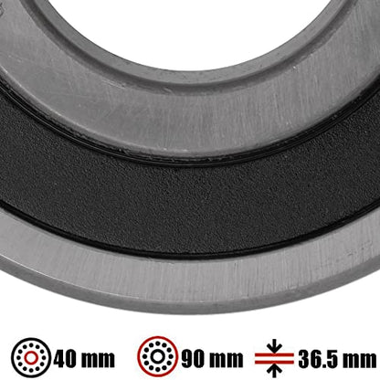 5308-2RS - Deep Groove Radial Ball Bearing 1.575 in x 3.54 in x 1.438 in (ID x OD x W) | 40 mm x 90 mm x 36.513 mm (ID x OD x W) with Double Rubber Seal - 2-Pack