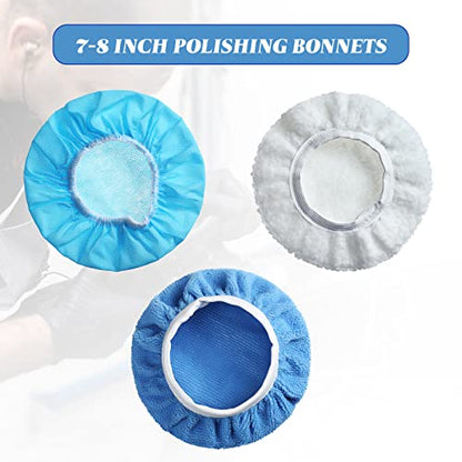 Mudder 20 Pcs 7-8 Inch Car Orbital Buffer Pads Polisher Bonnet, Blue - color: Blue, size: 7-8 Inch