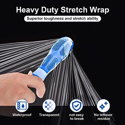Stretch Film, RAZCC Stretch Wrap Industrial Strength, Shrink Wrap for Pallet Wrap, Heavy Duty Clear Plastic Wrap with Handles, Moving Wrapping Plastic Roll, 15" x 1000 Ft Per Roll, 60 Gauge, 3 Pack - size: 3 Rolls