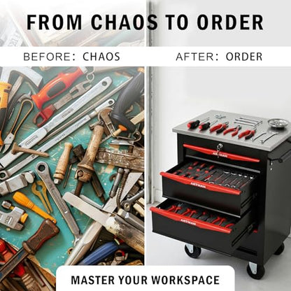 Rolling Tool Chest,Stainless Steel Worktop,Black,4‑Drawer - color: Black, size: 4-Drawers
