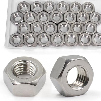 ZQZ 1/2-13 Hex Nuts, 25PCS Stainless Steel Hardware Nut 304 ss Threaded Nut - size: SAE 1/2"-13;25 PCS