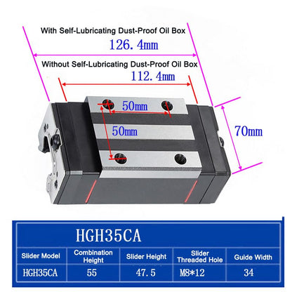 HGH35CA Linear Slider Bearing, 2pcs HGH35CA Square Bearing Slider Block for CNC Linear Guide and Machines - size: HGH35