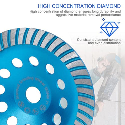 Diamond Concrete Grinding Cup Wheels 180mm 7" Turbo Row Segment, Fits 7/8" Arbor, Shaping Polishing Cleaning Concrete Masonry Marble Granite Brick - style: 7" Turbo Row