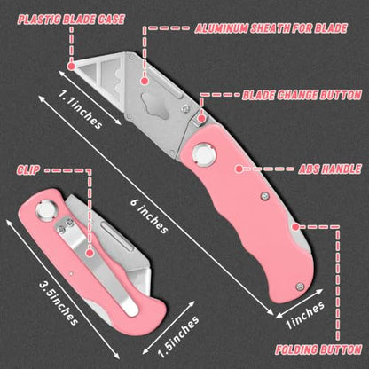JETMORE 4 Pack Box Cutter Folding Utility Knife Razor Knife Carpet Knife - color: 4 Pack-c