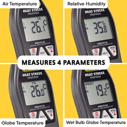 General Tools Hand-held Heat Stress Monitor #WBGT8758, 32° to 122° F, 0 to 100% RH, 35 x 40 mm Brass Black Ball - style: Standard