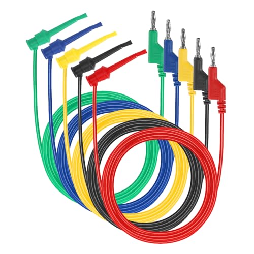 Sumnacon 5Pcs Stackable Banana Plug to Test Hook Wire Cable Kit, 6.6Ft/2M - size: 6.6 ft