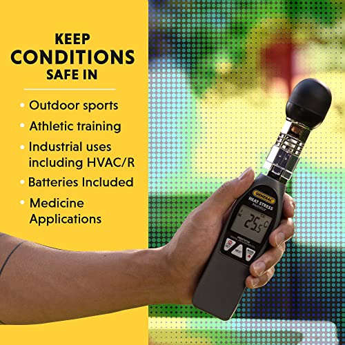 General Tools Hand-held Heat Stress Monitor #WBGT8758, 32° to 122° F, 0 to 100% RH, 35 x 40 mm Brass Black Ball - style: Standard