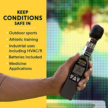 General Tools Hand-held Heat Stress Monitor #WBGT8758, 32° to 122° F, 0 to 100% RH, 35 x 40 mm Brass Black Ball - style: Standard