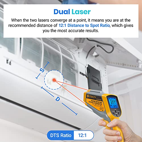 Etekcity Dual Laser Infrared Thermometer Temperature Gun, -58°F ~1022°F - color: Yellow 2 Laser, style: Classic