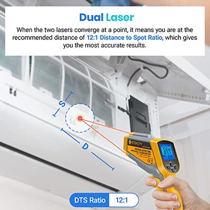 Etekcity Dual Laser Infrared Thermometer Temperature Gun, -58°F ~1022°F - color: Yellow 2 Laser, style: Classic