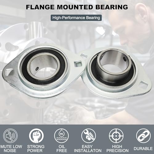 2 Pack SBPFL210-32 Pillow Block Bearings 2" Bore Bearing Units Steel Flange Mounted Bearing Housing Pressed Steel Flange Bearing (SBPFL210) - style: SBPFL210-32