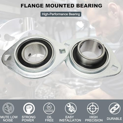 2 Pack SBPFL210-32 Pillow Block Bearings 2" Bore Bearing Units Steel Flange Mounted Bearing Housing Pressed Steel Flange Bearing (SBPFL210) - style: SBPFL210-32