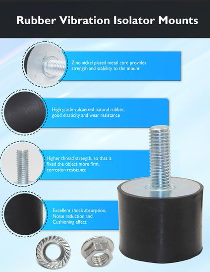 EASYEAH M10 Rubber Vibration Isolator Threaded Stud Shock Absorber - size: VE-M10x28-40x30