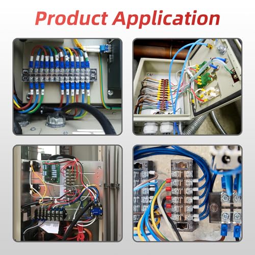 APIELE 25A Screw Terminal Block Covered 4 Position Dual Row 4 Position Pre-Insulated Terminal Barrier Strip (6PCS 25A 4P+ 6PCS Wiring Strips)