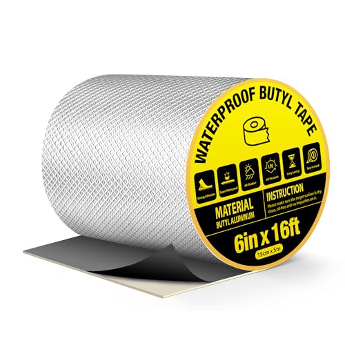 Waterproof Butyl Tape 6" x 16ft, Aluminum RV Roof Repair Tape - size: 6 in x 16 ft (W x L)