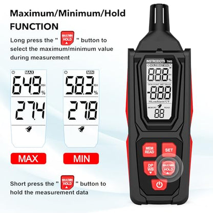 Hygrometer Thermometer with Dew Point & Wet Bulb, TH13 - color: Red, size: TH13