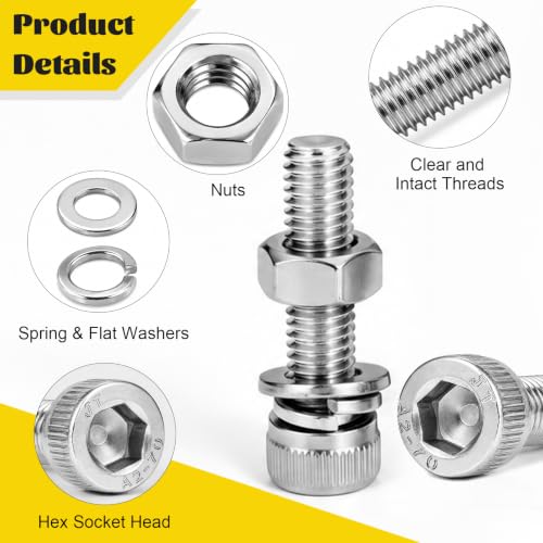 720PCS M3 Hex Socket Screw Assortment Kit,M3x6/8/10/12/16/20/25/30 mm - size: SS M3 720pcs