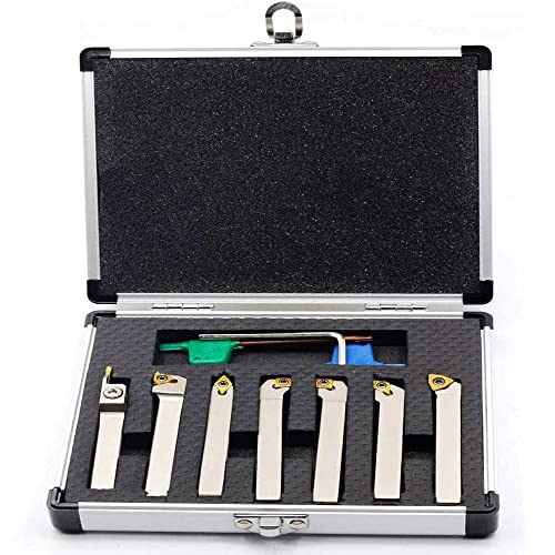 OSCARBIDE 3/8" Shank Nickel Plated 7-Piece Indexable Lathe Tool Holder Set