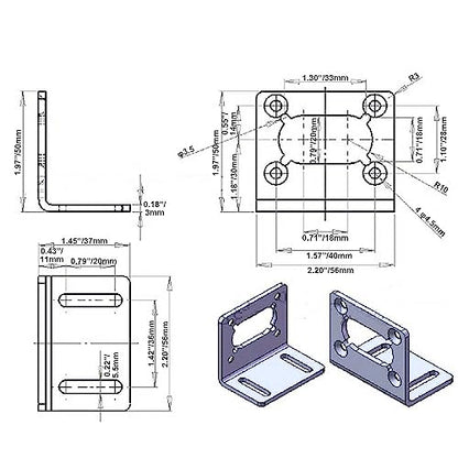 Bringsmart Mini Mounting Brackets of A58 Worm Gear Motor with Screw - size: Bracket