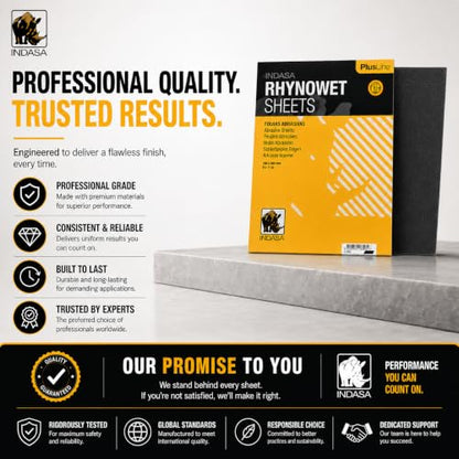 Indasa Rhynowet 50 PCS 9x11” Wet & Dry Full Sandpaper Sheets, 2000 GRIT, Clog-Resistant Abrasive for Wood, Metal, Auto, Paint & Clear Coat Finishing, Sand Paper Silicon Carbide - size: 2000 GRIT 9"x11" Silicon Carbide