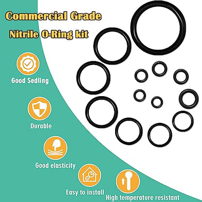 XBVV 1086 Pcs 32 Size SAE O Ring Assortment Kit Standard Buna-N Rubber O'ring Set with 4 Pick & Hook for Automotive Hydraulic Faucet Plumbing Sealing Repair ID:1/8-2 Inch