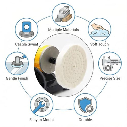 8 Inch White Cotton Buffing Wheel with 5/8" Arbor Hole - style: 8" White Cotton Wheel