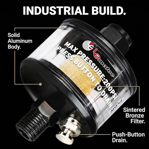 LE LEMATEC Inline Air Compressor Water Separator Moisture Trap & Dryer