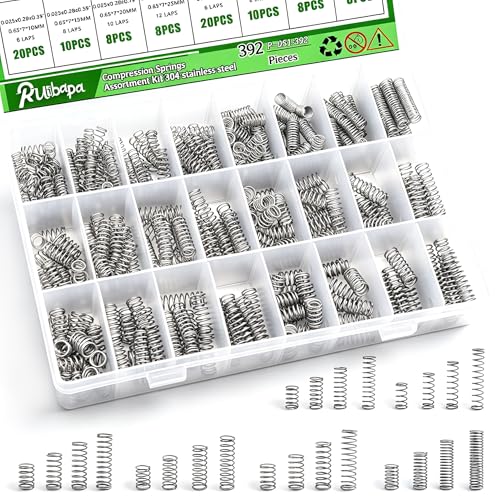 392PCS Springs Assortment Kit 304 Stainless Steel Compression Springs kit - size: 392PCS (24 Sizes)