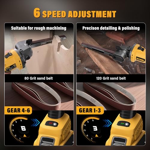 20V Cordless Deatil Belt Sander Compatible with DEWALT 20V MAX Battery - color: Yellow