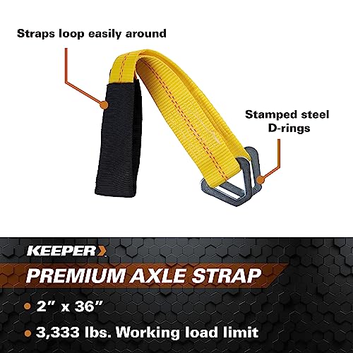 Keeper – 2” x 24” Premium Axle Tie Down Strap with D Rings - 3,333 lbs. Working Load Limit and 10,000 lbs. Break Strength,One Color - size: 24 Inch x 2 Inch