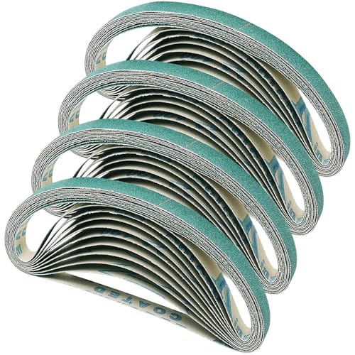 1/2 × 18 Inch Sanding Belts Ceramic 40-Pack, 10 Pcs Each of 60 80 120 240 Grit Belt Sander Sandpaper, Heavy-Duty Air File Sander Belt for Metal, Stainless, Wood, 1/2×18 Sander Belts - color: Assorted Grit(60-240)