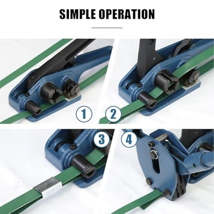 Heavy Duty Banding Strapping Tensioner & Cutter Manual Packaging Tools Windlass for 1/2"-3/4" Width Polyester Poly Strap(Gemstone Blue) - color: PET Blue, size: 1/2-3/4in