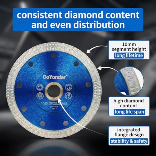 GoYonder 4 Inch Tile Blade, Super Thin Diamond Saw Blade for Cutting Porcelain Tiles, Granite Marble Ceramics (4"-Blue) - size: 4"-Blue