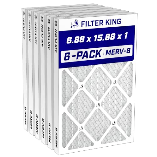 Filter King 6.88x15.88x1 Air Filter MERV 8, AC Furnace Filters (6-Pack) - size: 6.88x15.88x1