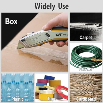 XW Heavy Duty Auto-loading Utility Knife,3-position Retractable Box Cutter with Total 5 Blades