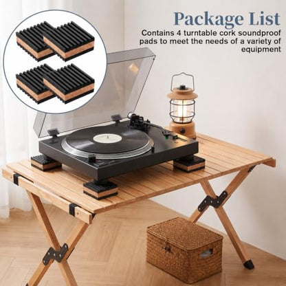 Turntable Isolation Pads Cork Soundproofing Mats