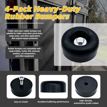 Trailer Ramp Door Rubber Bumpers 2.5" Round Rubber Bump Stops 4-Pack