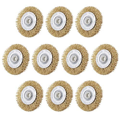 uxcell 2-Inch Wire Wheel Brush Bench 1/4-Inch Shank Crimped Steel 10 Pcs - size: 2 Inch