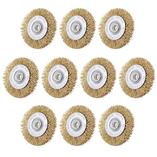 uxcell 2-Inch Wire Wheel Brush Bench 1/4-Inch Shank Crimped Steel 10 Pcs - size: 2 Inch